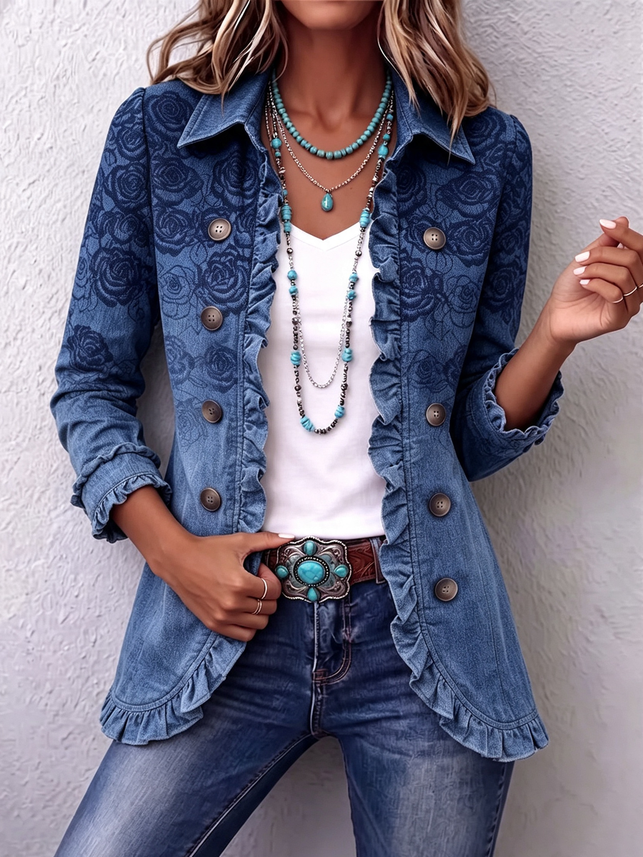 Veste Capri À Volants En Dégradé Floral