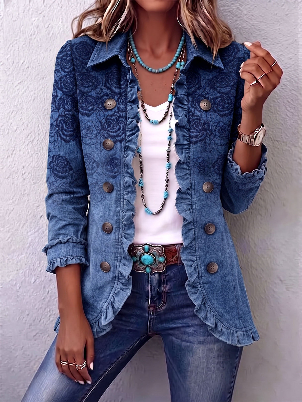 Veste Capri À Volants En Dégradé Floral