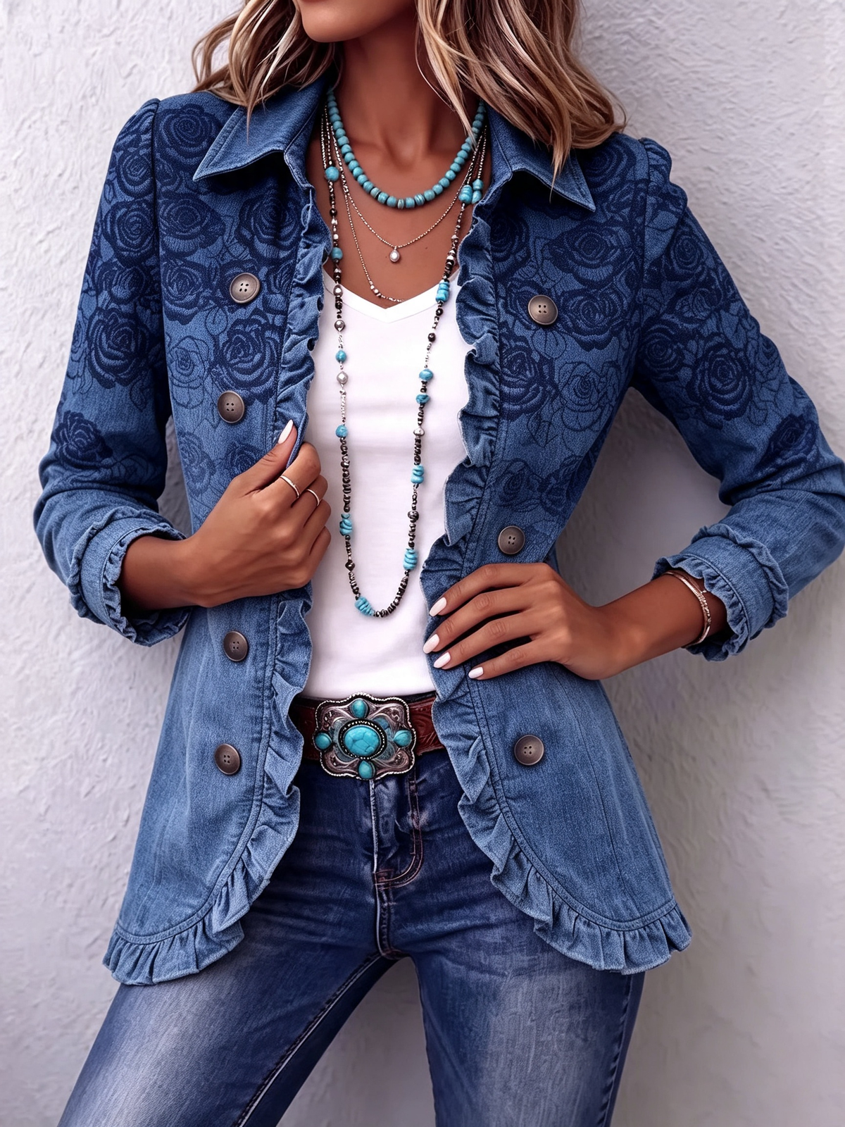 Veste Capri À Volants En Dégradé Floral